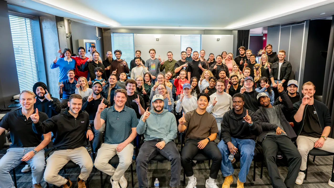 The Taiv team gathered at an all-hands